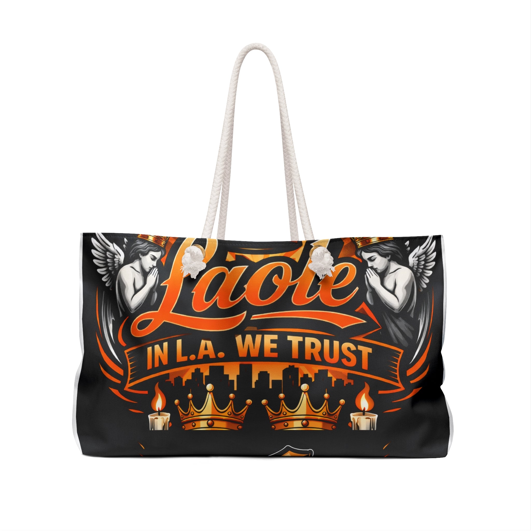 Weekender Bag - "Laole" In L.A. We Trust Crowned Skyline Travel Tote